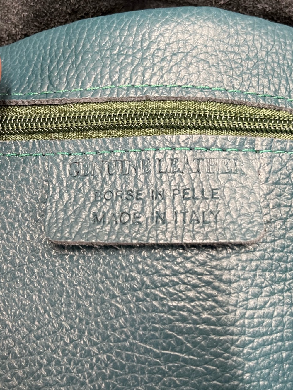 Teal leather tote bag - Picture 9 of 12